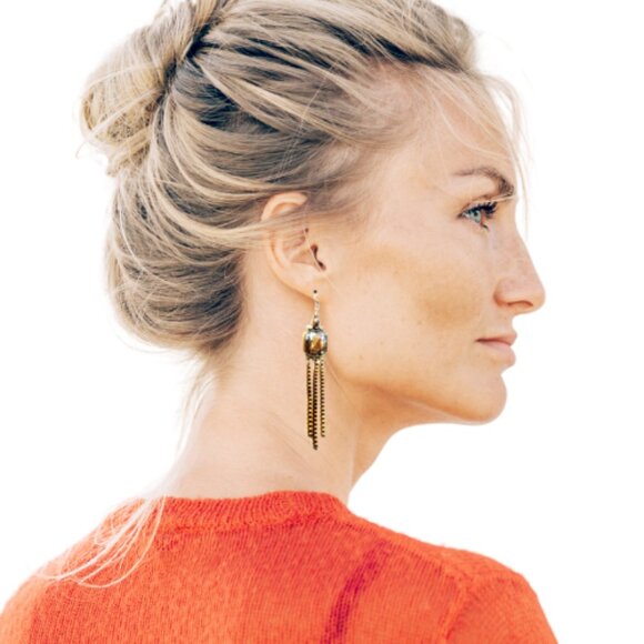 Antique Bronze Pave Chandelier Earrings - Picture 1 of 5